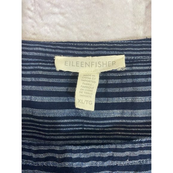 Eileen Fisher XL Organic Cotton Linen Modal Blend Blue Striped Tank Top EUC 9204 - Picture 7 of 8